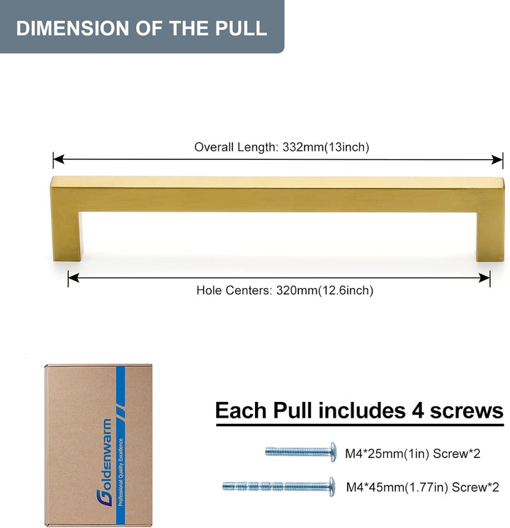goldenwarm 5 Stück Möbelgriffe Gold Schubladengriffe Gold Küchen Griffe Messing Möbelgriffe Edelstah