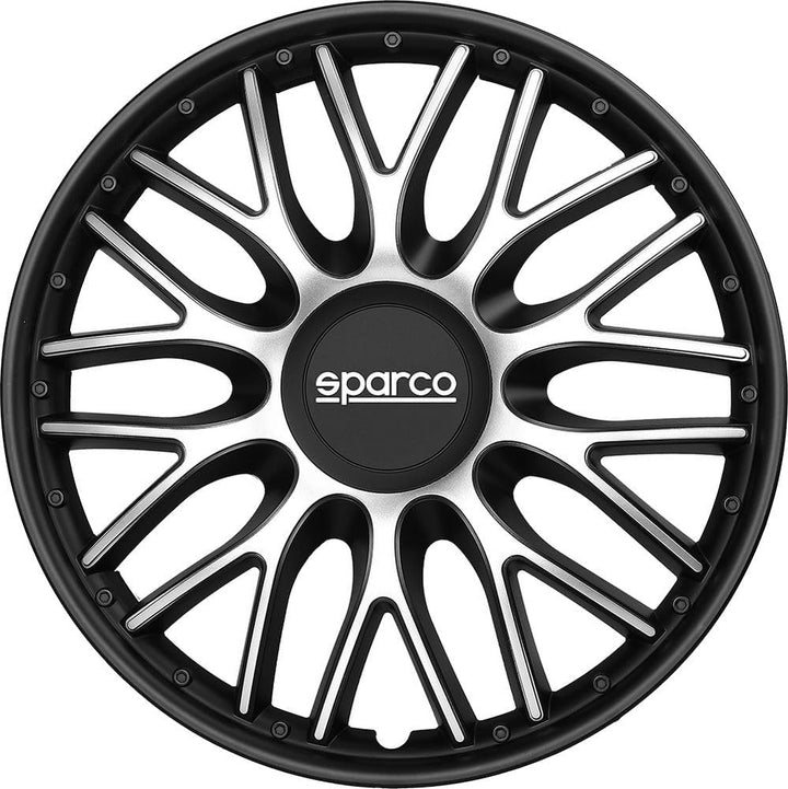 Sparco SPC1496SVBK Wheel caps Roma Bicolor Silver/Black 14", Set of 4, Pulgadas ROMA 14 zoll SCHWARZ