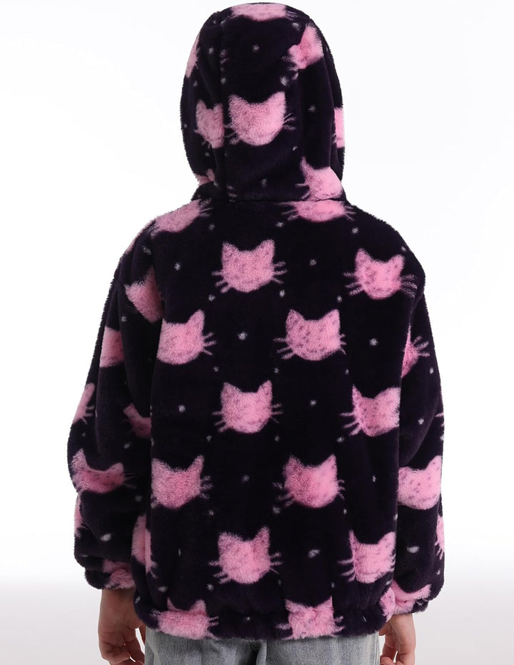 SEAUR Kuscheljacke Mädchen Flauschig Teddy-Fleece Hoodie Jacke Kinder Kuschelig Plüsch Supersoft Man