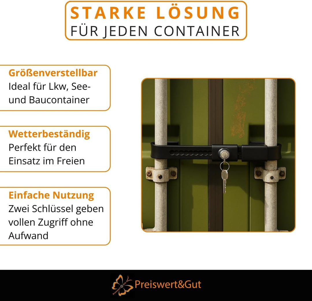 Preiswert&Gut 2x Containerschloss verstellbar von 22 bis 43 cm inkl. 2 Schlüssel - Seecontainer und
