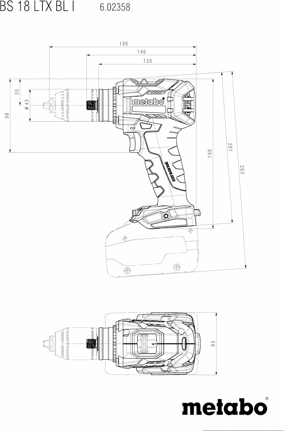 Metabo BS 18 LTX BL I Akku-Bohrschrauber 18V (Bohrschrauber) Karton - 602358850