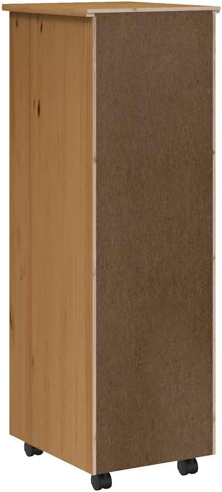 vidaXL Rollschrank mit Schubladen Moss Honigbraun Massivholz Kiefer Braun 34 x 39 x 103 cm, Braun 34