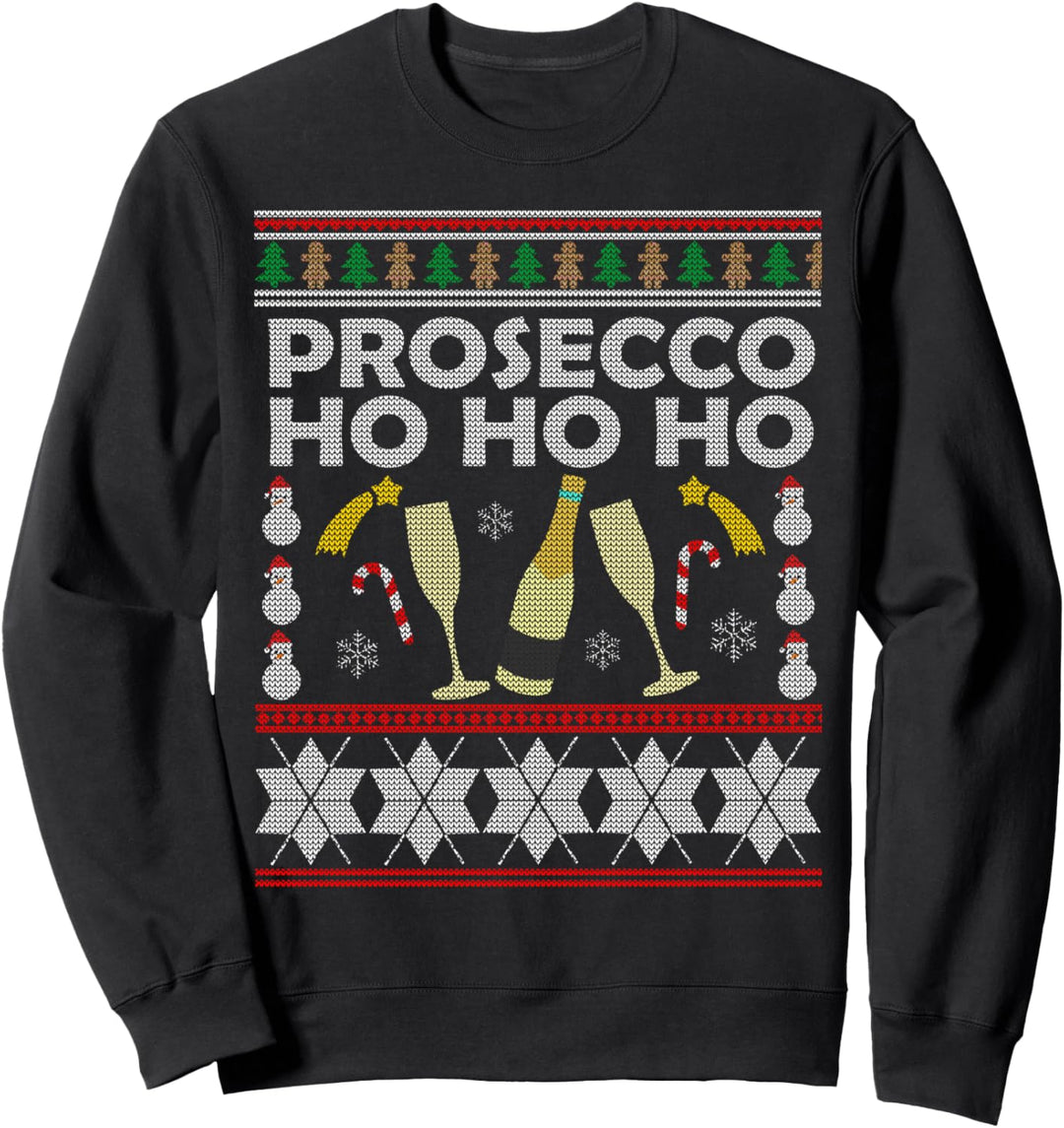 Prosecco Ho Ho Ho Ugly Christmas Outfit für Damen Sweatshirt