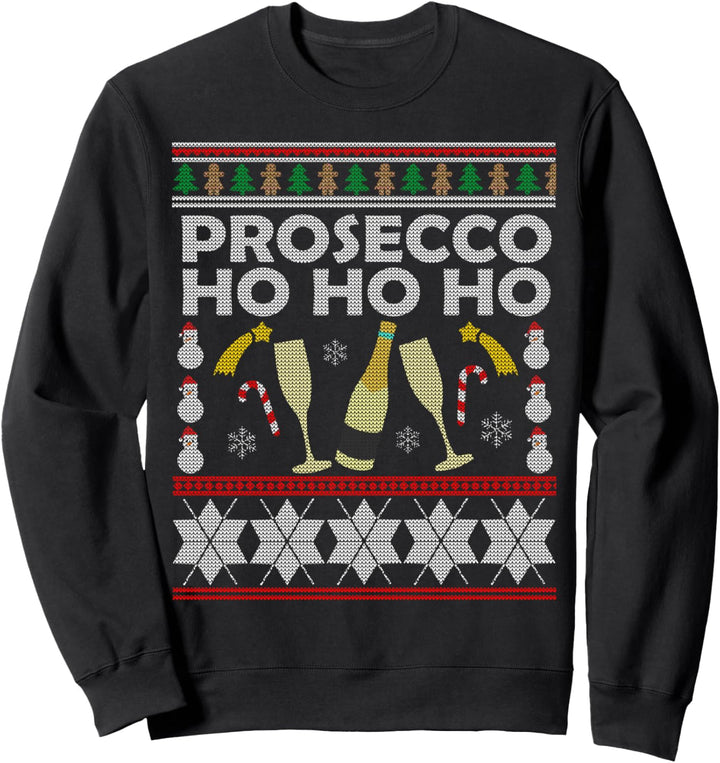 Prosecco Ho Ho Ho Ugly Christmas Outfit für Damen Sweatshirt
