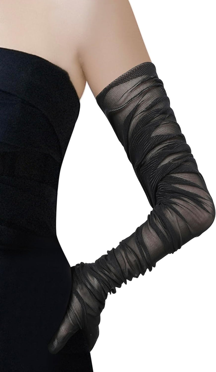 BABEYOND Lange Handschuhe für Damen - Weiches Stretch-Mesh-Tüll, Elegante Opernhandschuhe für Hochze