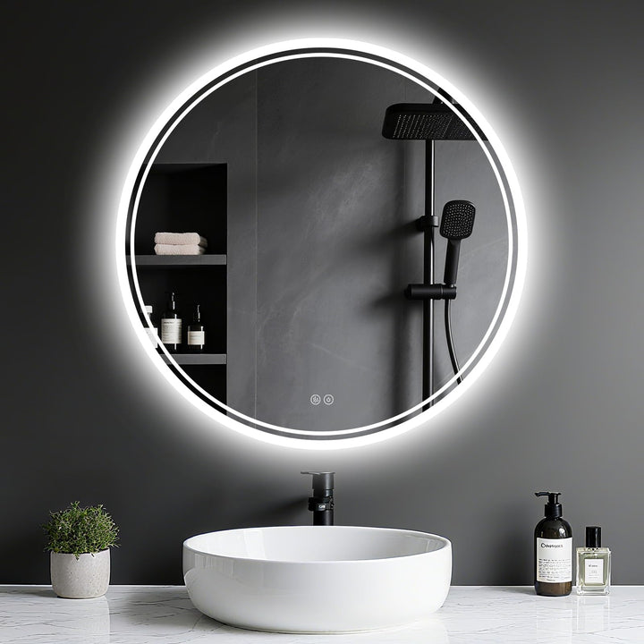 Badspiegel mit Beleuchtung - Badezimmer-Spiegel-LED mit Beschlagfrei, Touch-Schalter, Dimmbar, 3 Lic