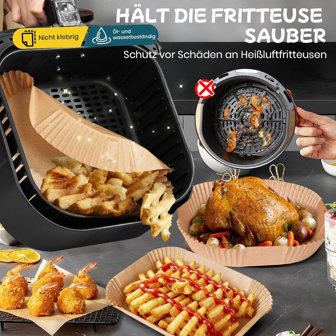 300 Stück Airfryer Backpapier für Philips Dual Basket Airfryer 3000 Series 9L(6L/3L), 5000 Series 9L
