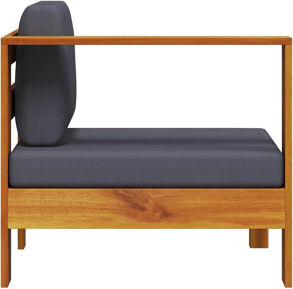 vidaXL Akazienholz Massiv Mittelsofa mit 1 Armlehne Sofa Lounge Gartensofa Einzelsofa Gartenmöbel Ga