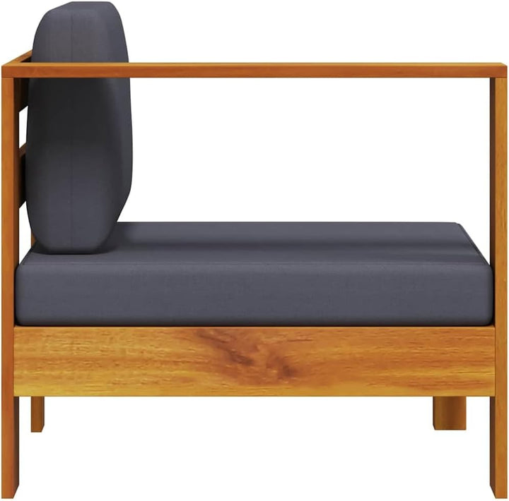 vidaXL Akazienholz Massiv Mittelsofa mit 1 Armlehne Sofa Lounge Gartensofa Einzelsofa Gartenmöbel Ga