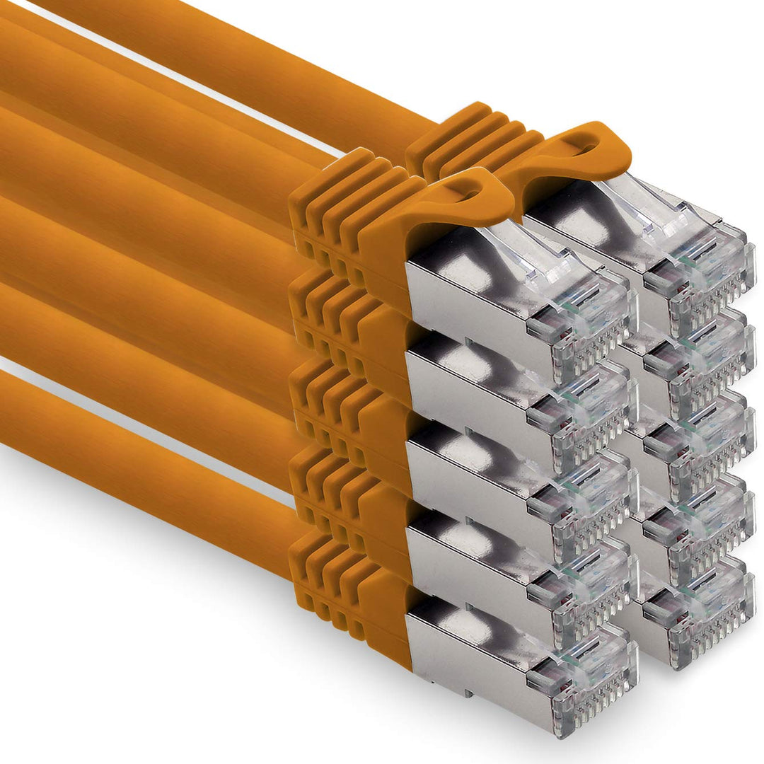 5,0m - orange - 10 Stück CAT.7 Computer Ethernet Kabel Netzwerkkabel (Rohkabel) Patchkabel S-FTP LSZ