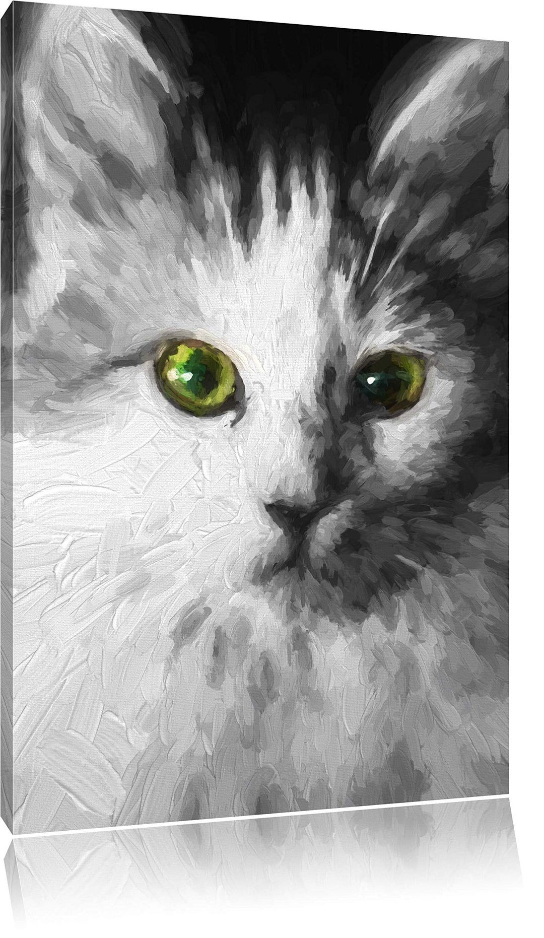 anmutige Katze schwarz/weiss Deluxe Format: 100x70 cm auf Leinwand, XXL riesige Bilder fertig gerahm