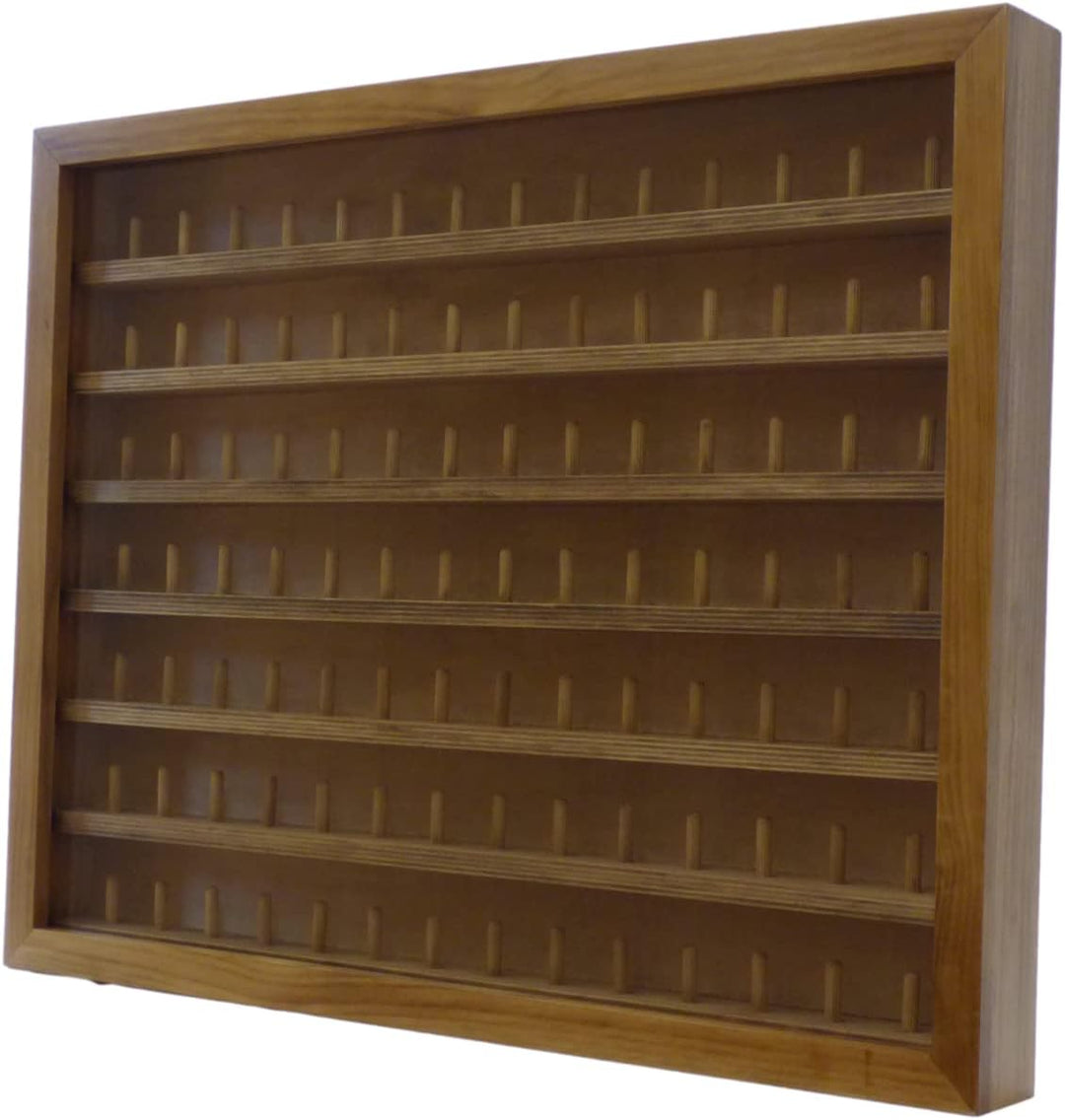 Vitrine Fingerhut-Kollektion, Eichenlack, verschiedene Grössen, 98 Fingerhüte 98 DEDALES, 98 DEDALES