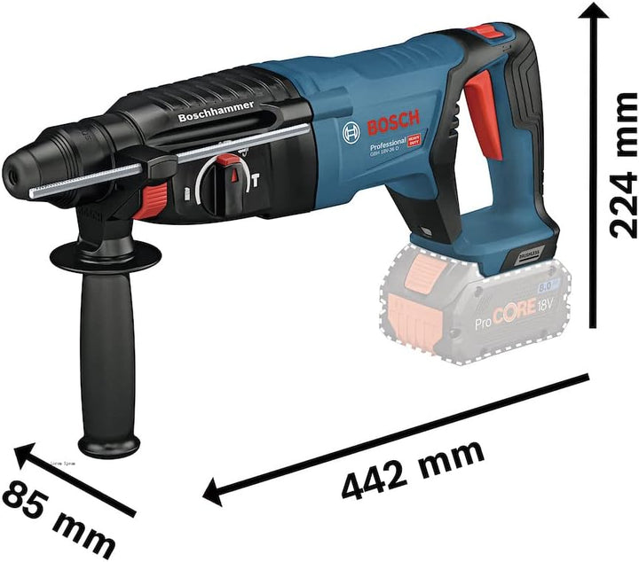 Bosch Professional 18V System Bohrhammer GBH 18V-26 D (ohne Akku, max. Schlagenergie: 2,5 J, Wechsel
