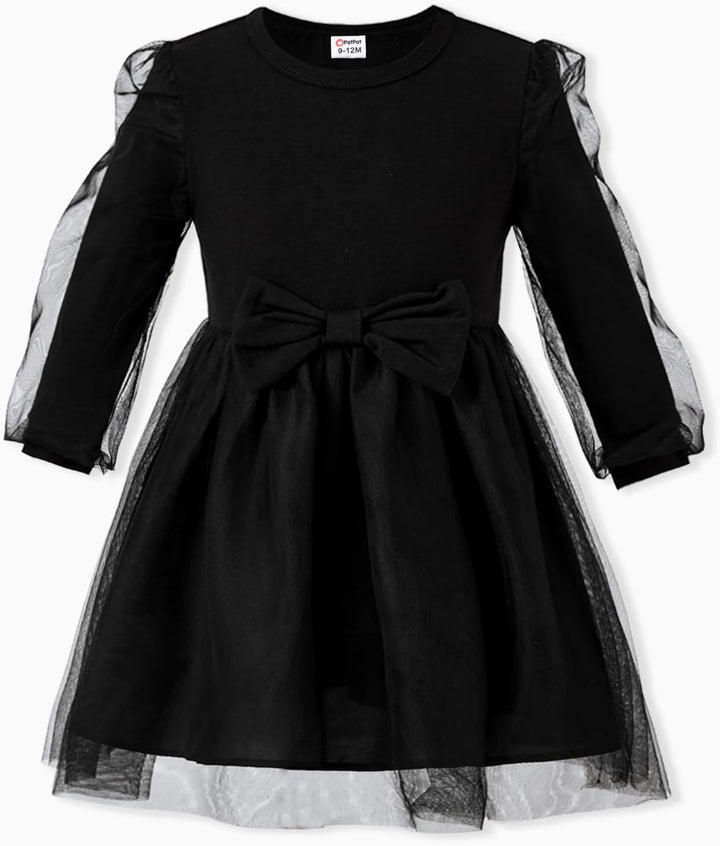 PATPAT Familien Outfit Set Langarm - Partnerlook Mutter Tochter Kleid,Mama Kind Kleider Prinzessin F