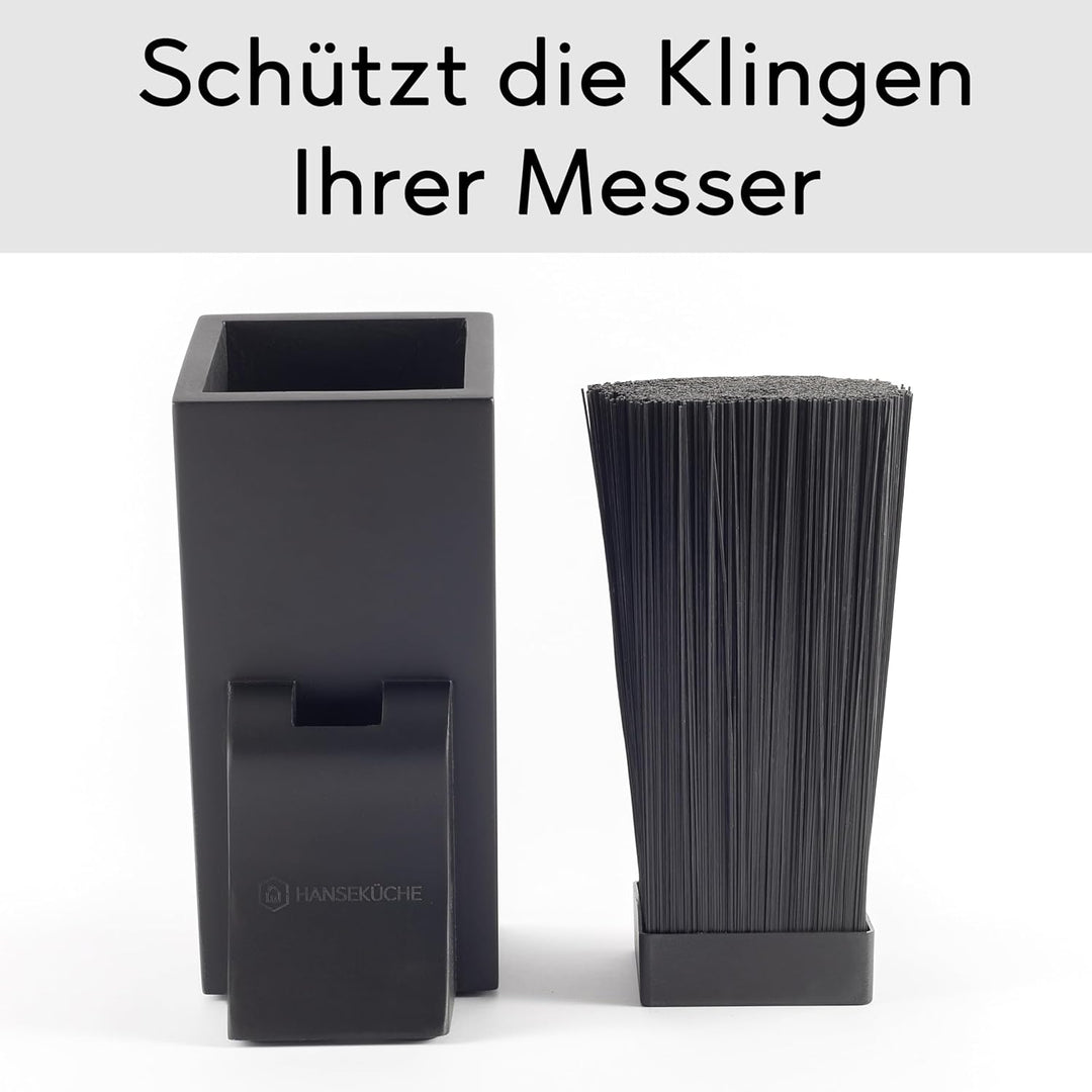 Messerblock - Messerhalter ohne Messer aus Holz Messerbrett Schwarz Borsteneinsatz Dunkel Einsatz Ho