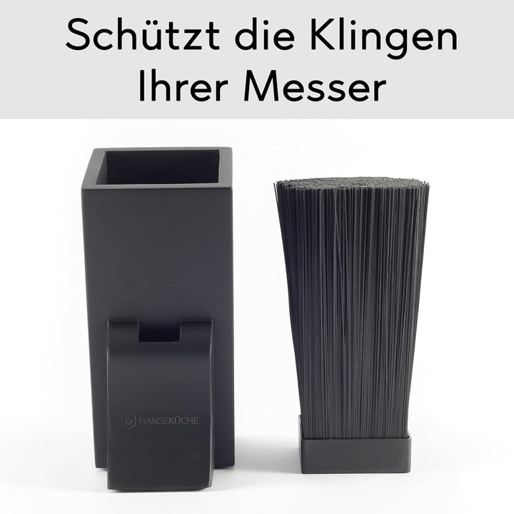 Messerblock - Messerhalter ohne Messer aus Holz Messerbrett Schwarz Borsteneinsatz Dunkel Einsatz Ho
