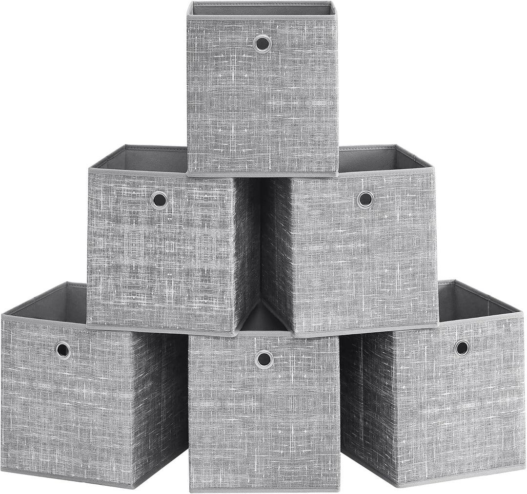 SONGMICS Aufbewahrungsbox, 6er Set, Ordnungsboxen aus Vliesstoff mit Griff, Boxen Aufbewahrung, 26 x