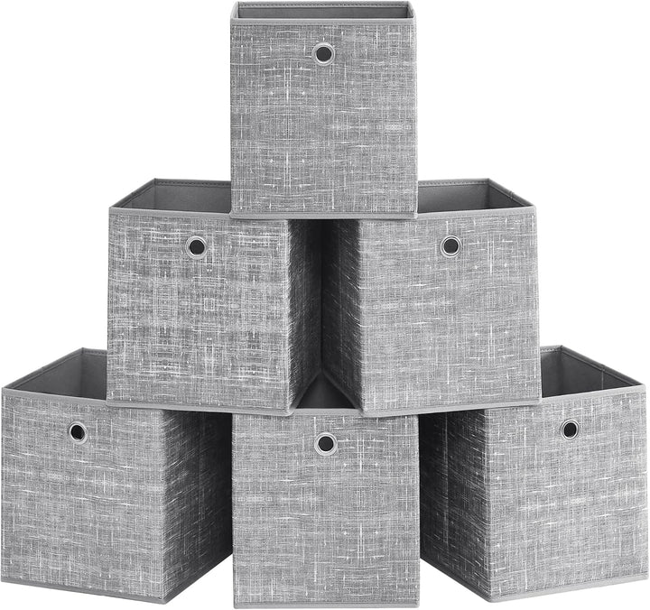 SONGMICS Aufbewahrungsbox, 6er Set, Ordnungsboxen aus Vliesstoff mit Griff, Boxen Aufbewahrung, 26 x