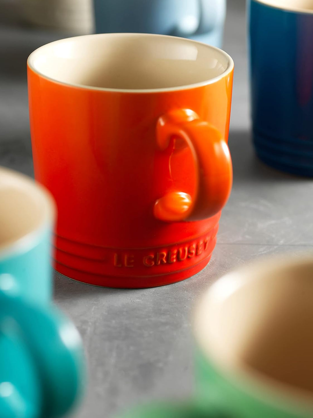 Le Creuset 4er-Set Becher aus Steinzeug, je 350 ml, Ofenrot, 79113350900000 Ofenrot 350 ml 4er-Set,