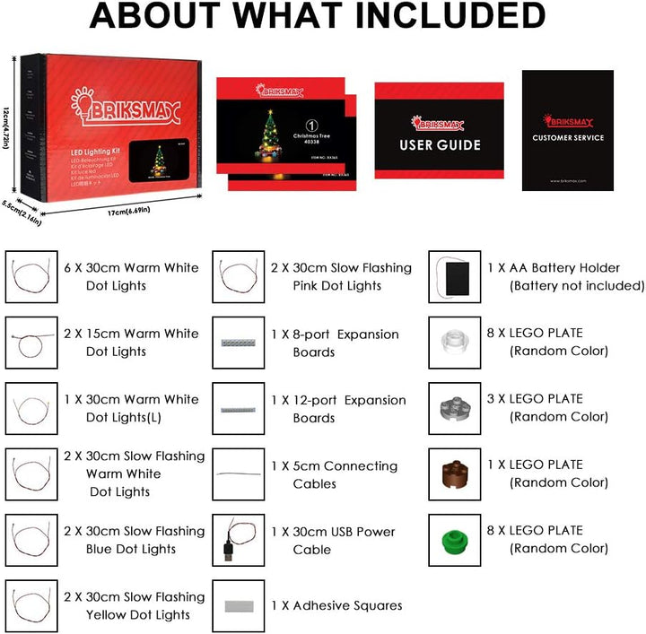 BRIKSMAX Led Beleuchtungsset für Lego Weihnachtsbaum,Kompatibel Mit Lego 40338 Bausteinen Modell - O
