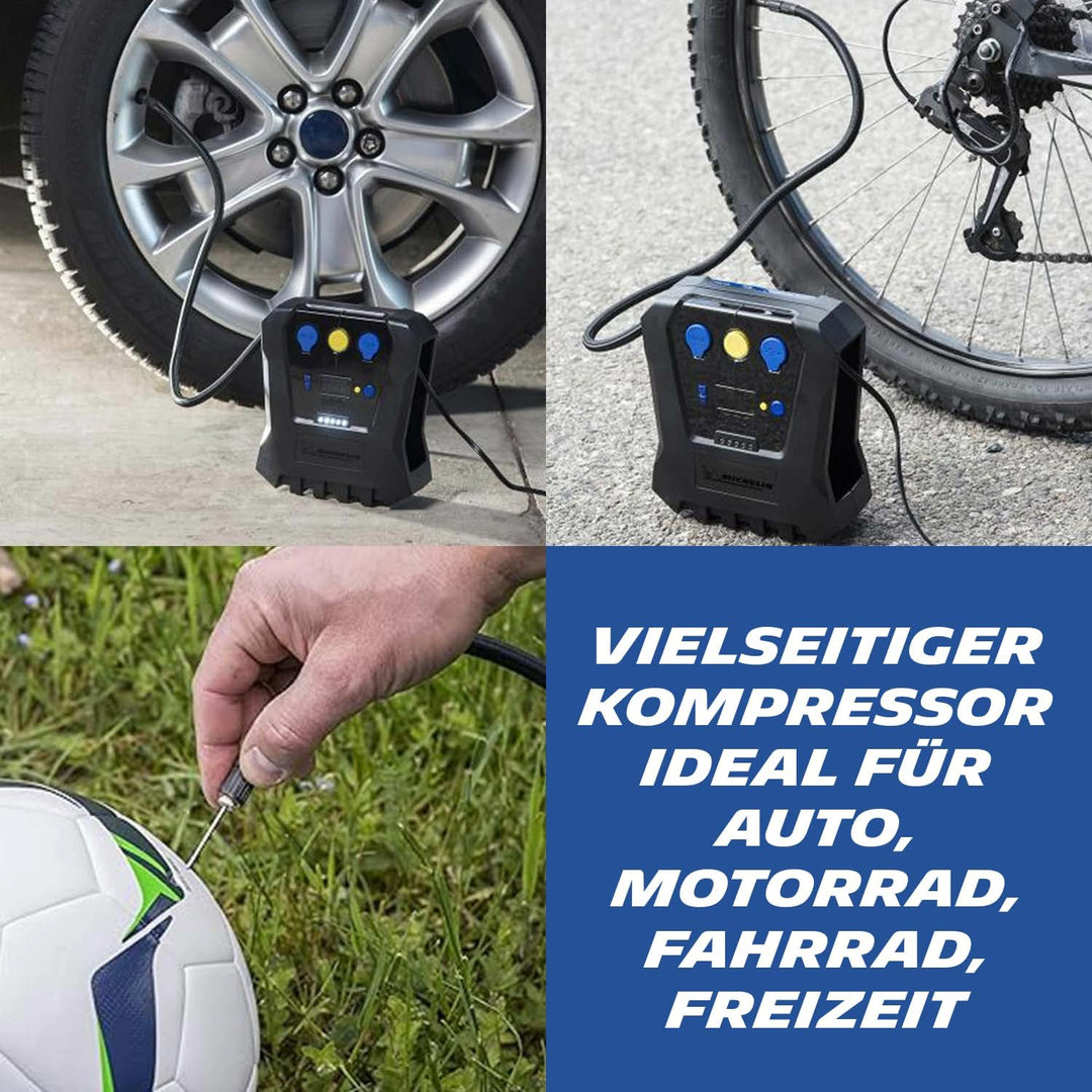 MICHELIN 62003 Luftkompressor 12v fürs Auto | Programmierbar und Digital | Reifendruck Luft Kompress