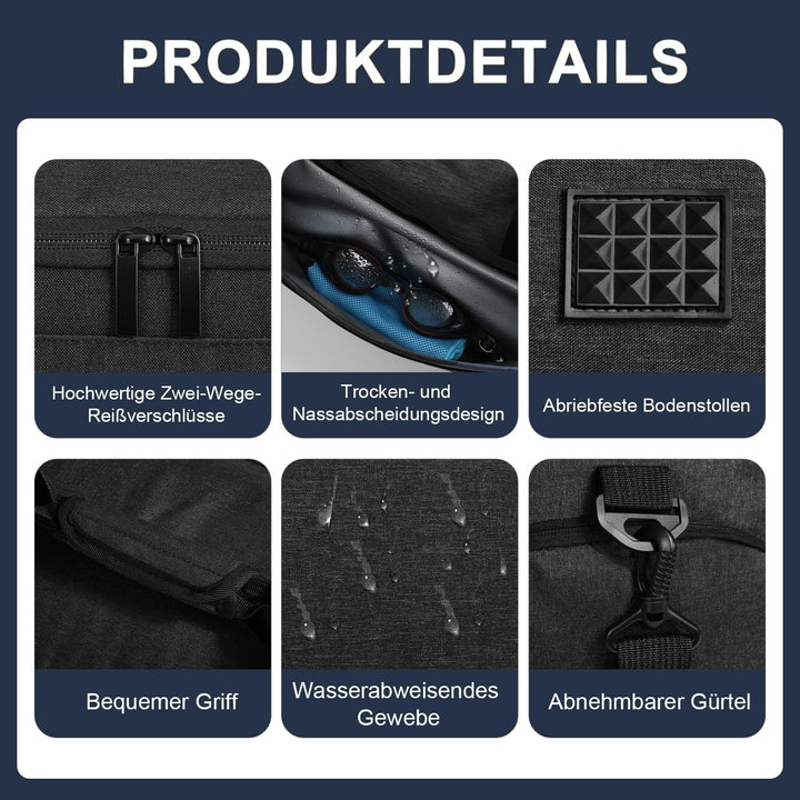 FIORETTO 35L Sporttasche & Reisetasche für Damen und Herren, mit Schuhfach & Nassfach, Wasserdicht T