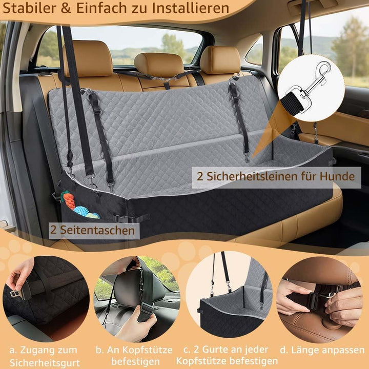 unipaws Hunde Autositz für mittlere & grosse Hunde bis 55 kg, Autositz Hund mit Vorder-/Seiteneinsti