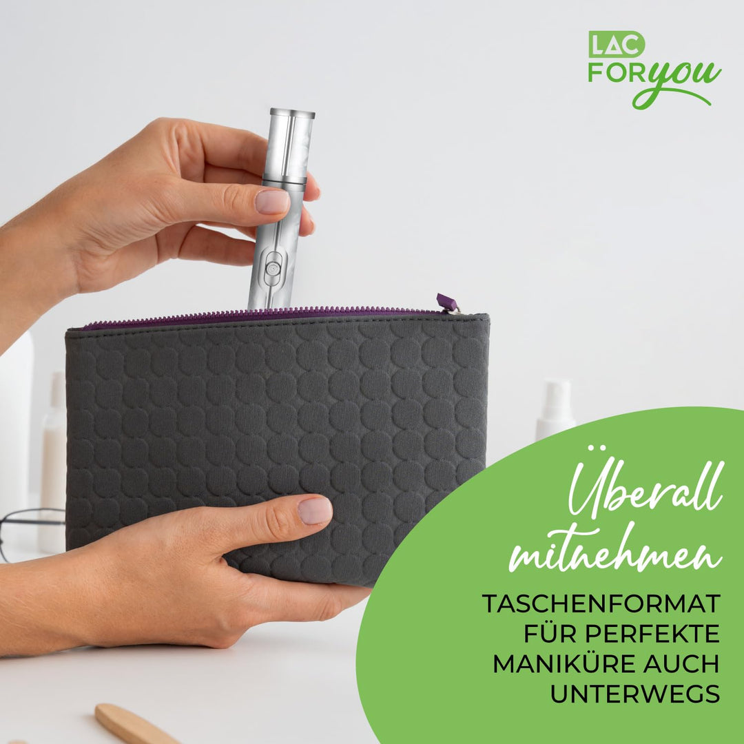 LAC FOR YOU Tragbare Nagelfräser USB-C 4 Geschwindigkeiten, Elektrische Nagelfeile für Maniküre und