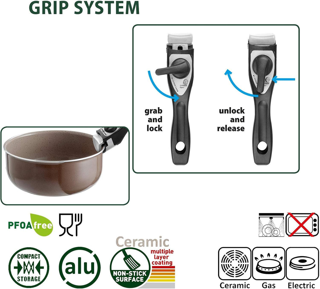 BRUNNER: Camping Kochgeschirr Keramik Topfset (Töpfe und Pfannen) - 7+1 teilig ø 20 cm CHOCOLATE - 4