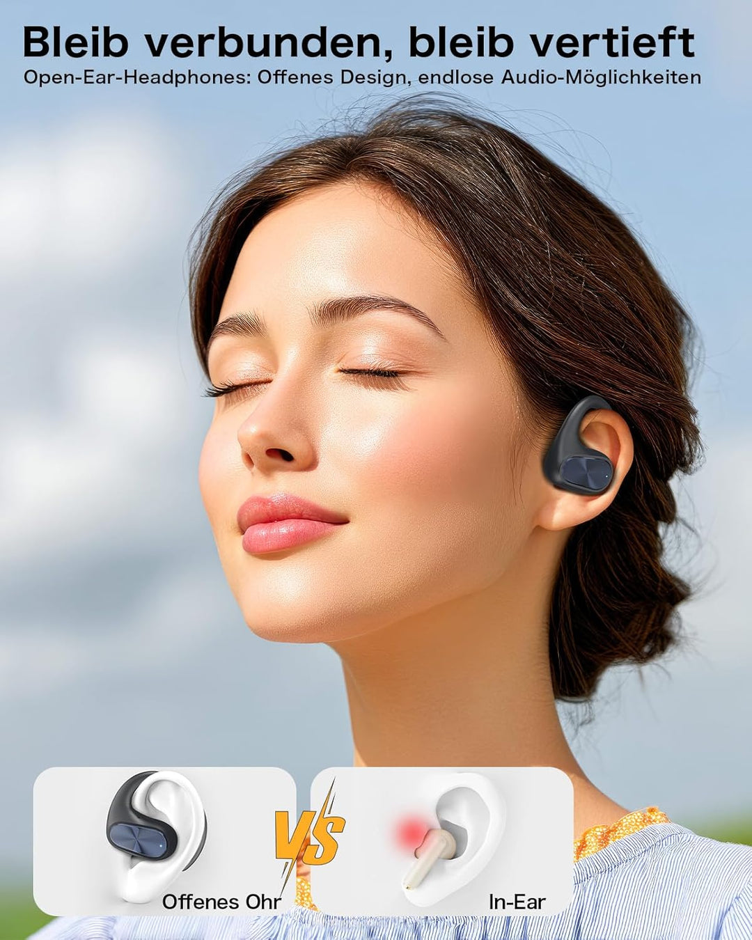 Open-Ear Kopfhörer Bluetooth 5.4 – Kabellos mit verstellbarem Ohrhaken, fester Halt & Ultra-Komfort,