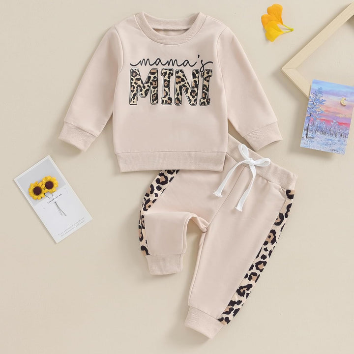 Baby Mädchen Kleidung Sweatshirt Mama's Mini + Lange Hose Zweiteiler Babykleidung Set Kleinkind Outf