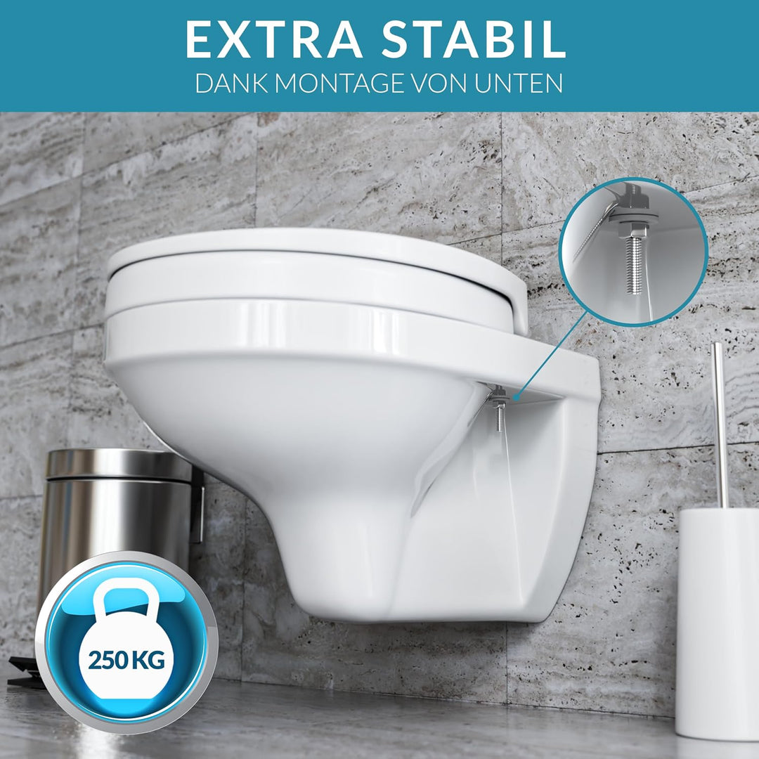 BenaVita WC Sitzerhöhung 5 cm aus Duroplast - Erhöhter Toilettensitz für bequemes Sitzen inkl. Absen