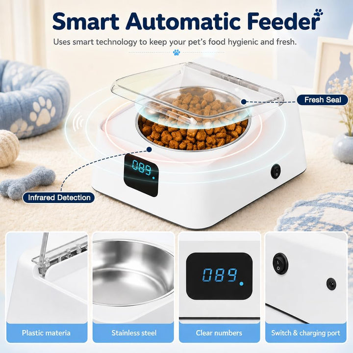 Futterautomat Katze Nassfutter, 350ML Katzenfutter Automat Infrarot Sensor