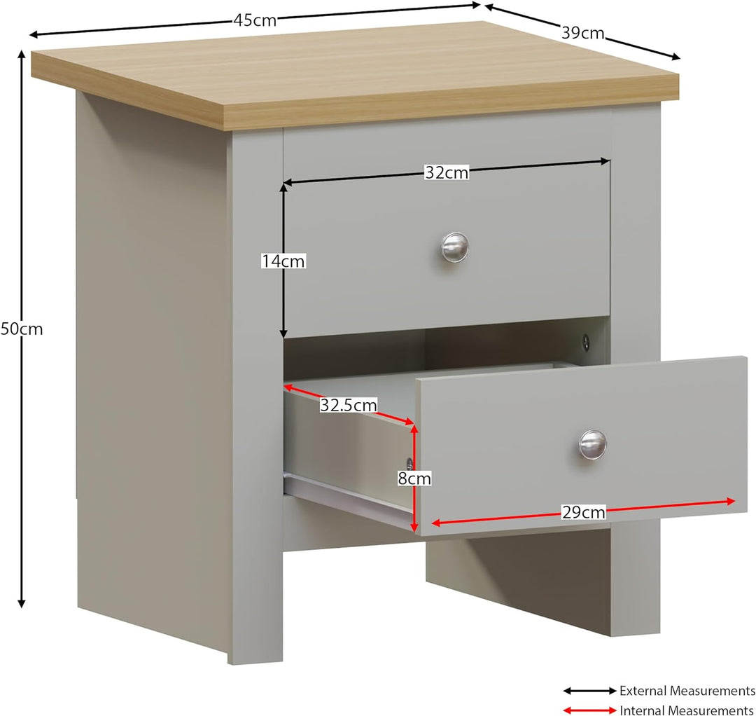 Vida Designs Nachttische, MDF, Spanplatte und Melaminfurnier, Grau, Standard, Grau