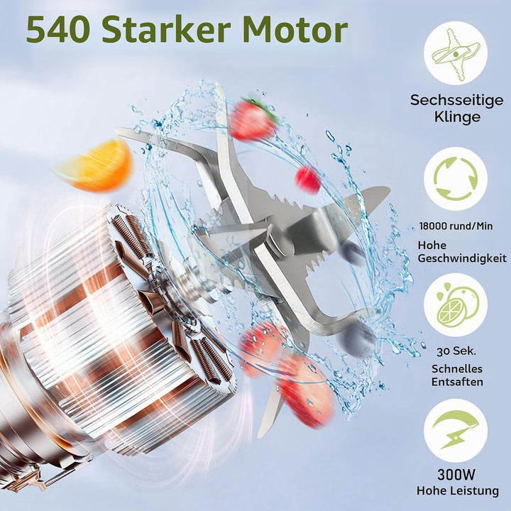 Herbst Tragbarer Mixer 700ml Smoothie Maker to Go, Fresh Juice Mixer Flasche mit 6 Klinge und USB Wi