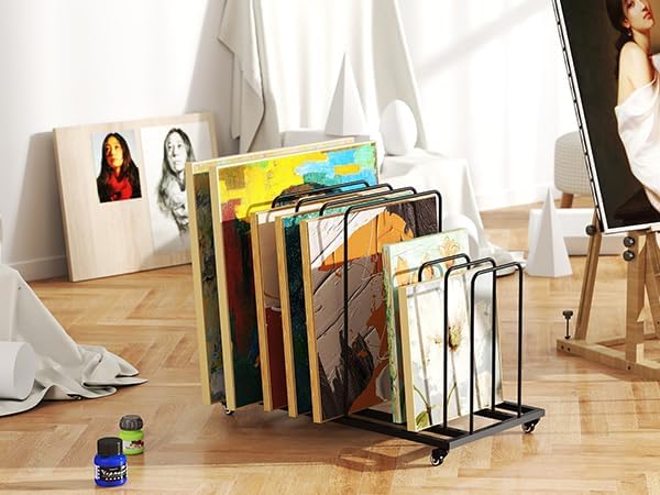 Kunst-Aufbewahrungsregal aus Metal, Mobile Kunst-Trockengestell mit Rollen Bremse, Kunstdruck-Präsen