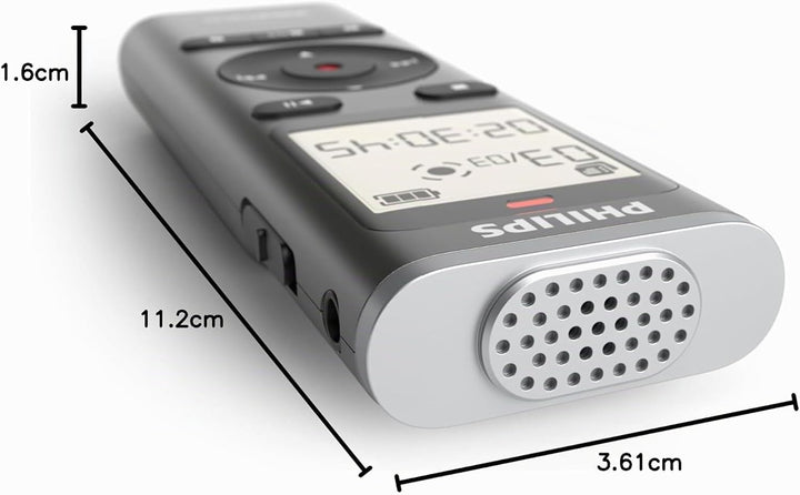 Philips DVT1170 VoiceTracer, Diktiergerät, Aufnahmegerät, 8GB, MicroSD-Steckplatz, 360°-Mikrofon