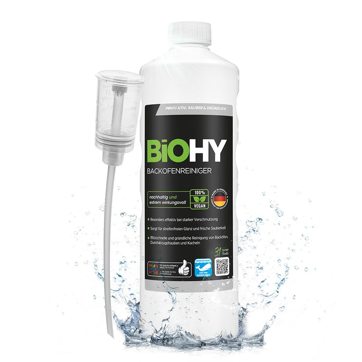 BiOHY Backofenreiniger Hochkonzentrat (1l Flasche) + Dosierer | Bio Reiniger & Fettlöser | EXTRA STA