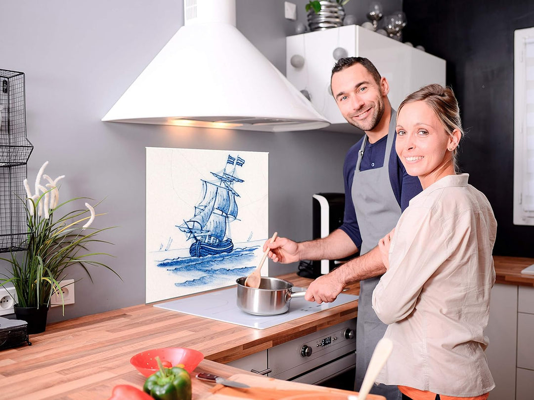 murando Spritzschutz Glas für Küche 60x60 cm Küchenrückwand Küchenspritzschutz Fliesenschutz Glasbil