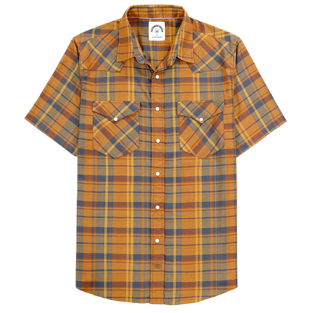 Dubinik® Bambusfaser Kurzarmhemd Herren Freizeithemden Für Herren Druckknöpfe Cowboy Vintage Western