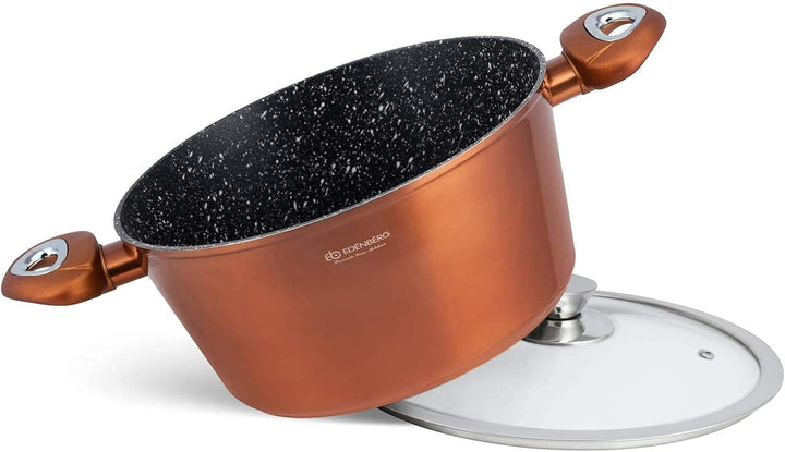 EDENBERG 15 TLG Topfset Induktion, Töpfe & Pfannen beschichtet, Kochtopf Set | induktions Töpfe Set,