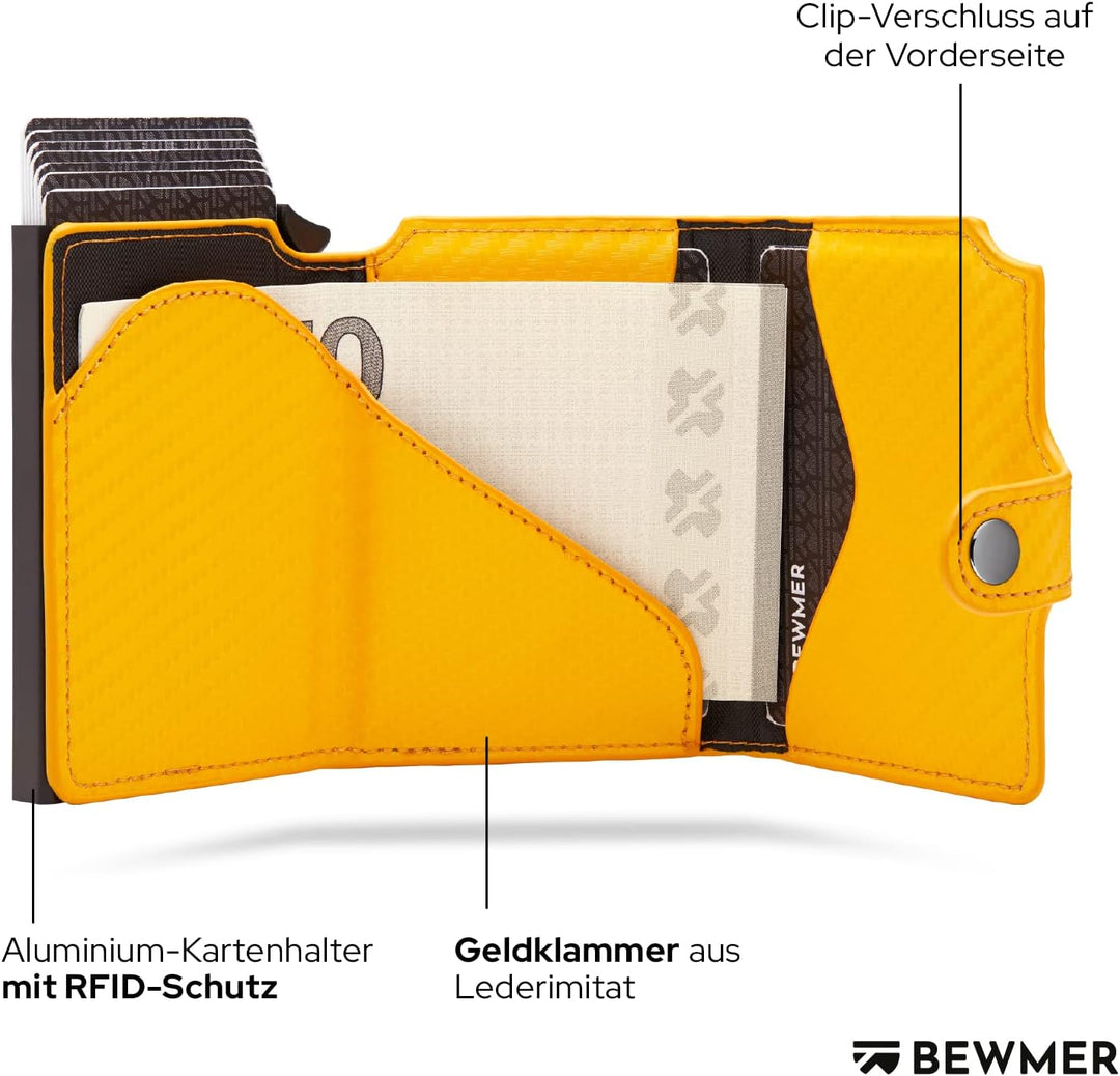 BEWMER Premium-Kreditkartenetui | Schlanke Brieftasche für Damen und Herren mit RFID-Schutz gegen Kl