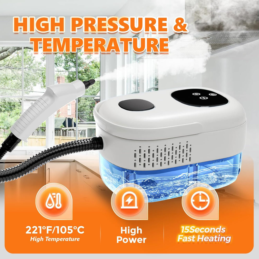 Dampfreiniger Handgerät, Steam Cleaner, 15 Sekunden Aufheizzeit, 1.1L Wassertank, Dampfreiniger für