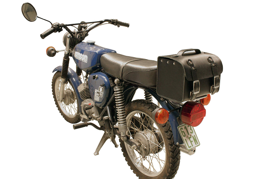 made4bikers Leder-Hecktasche mit Schnellverschluss, Gepäckträgertasche, Schwarz, passend für Simson