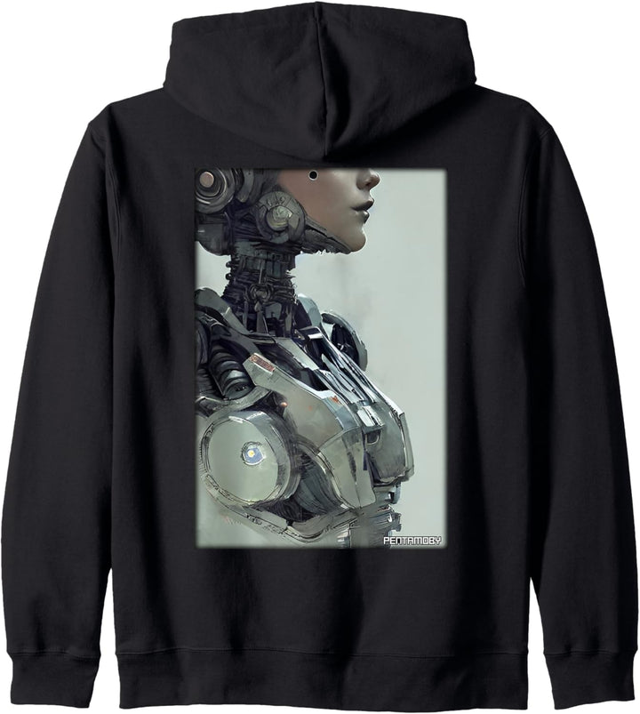 Roboter Frau Cyborg Zukunft Maschine Kapuzenjacke