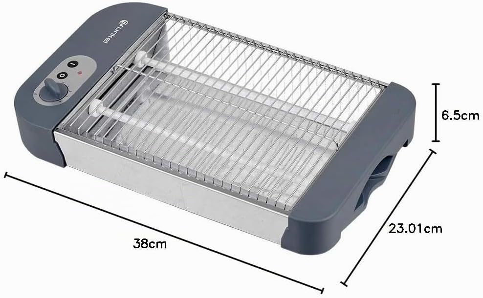 Grunkel - Flat toaster for all types of bread and baked goods with 600 W power, toast timer with 6 l