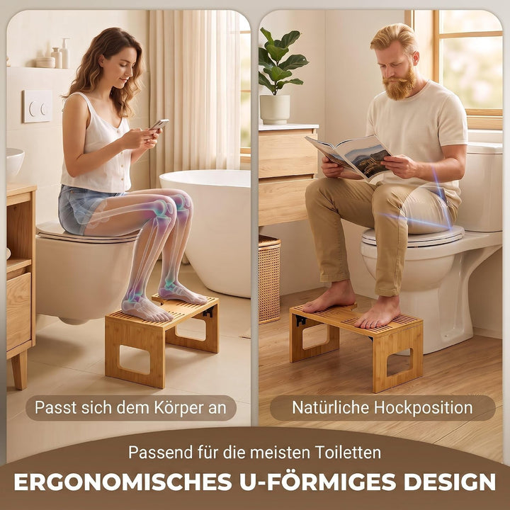 HOMCOM Toilettenhocker Bambus Klappbar rutschfest für Erwachsene Eiche