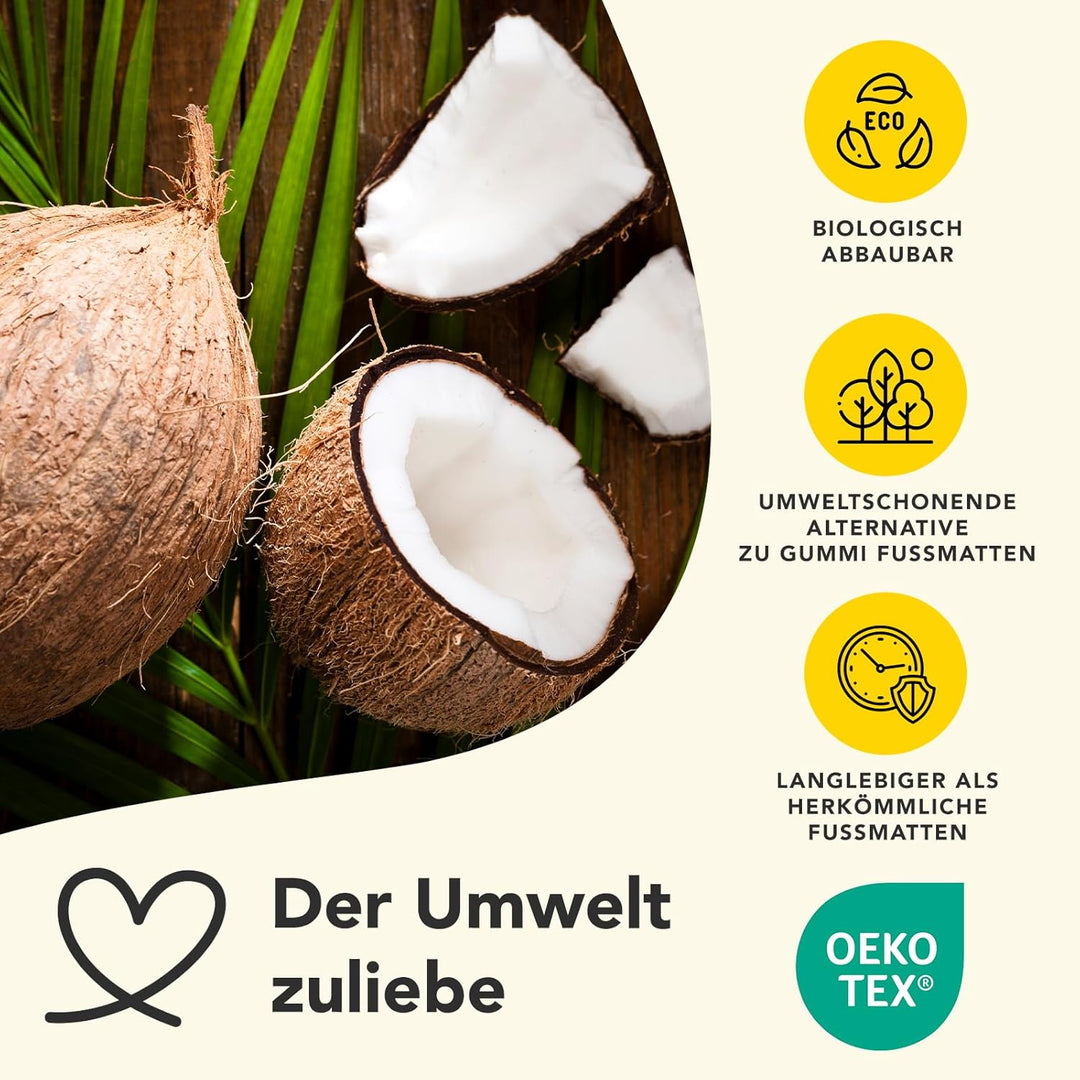 Floordirekt Fussmatte für Innen und Aussen, 60x90 cm Natur, Türmatte aus Kokos, Schmutzfangmatte für