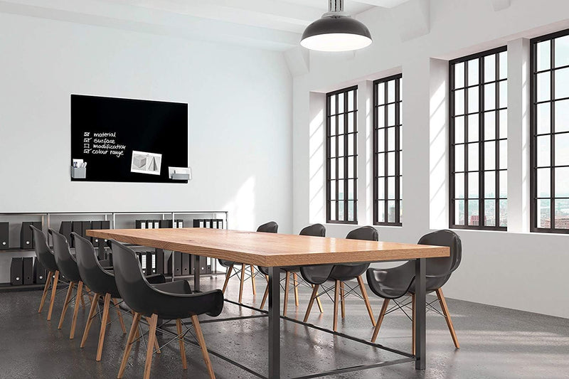 SIGEL GL145 Premium Glas-Whiteboard 91x46 cm schwarz hochglänzend, TÜV geprüft, einfache Montage, Gl