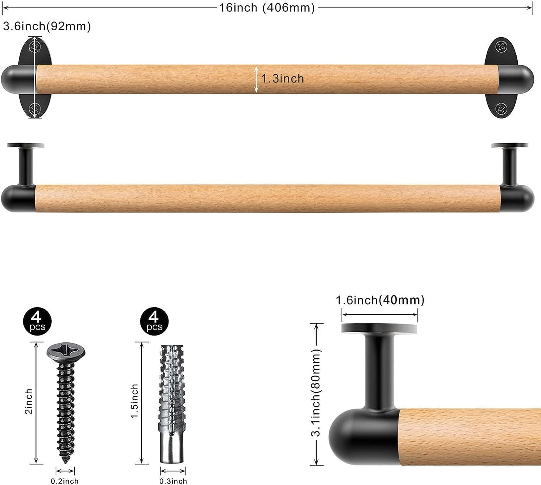 SELEWARE Handlauf Holz Innen Treppenhandlauf - 40.6cm Handläufe Schwarz Holzhandlauf Rund Treppengel